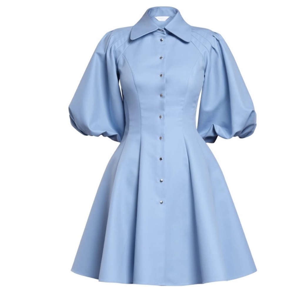 🛑Poem Bangkok Puff-Sleeve Mini Dress in Light Blue